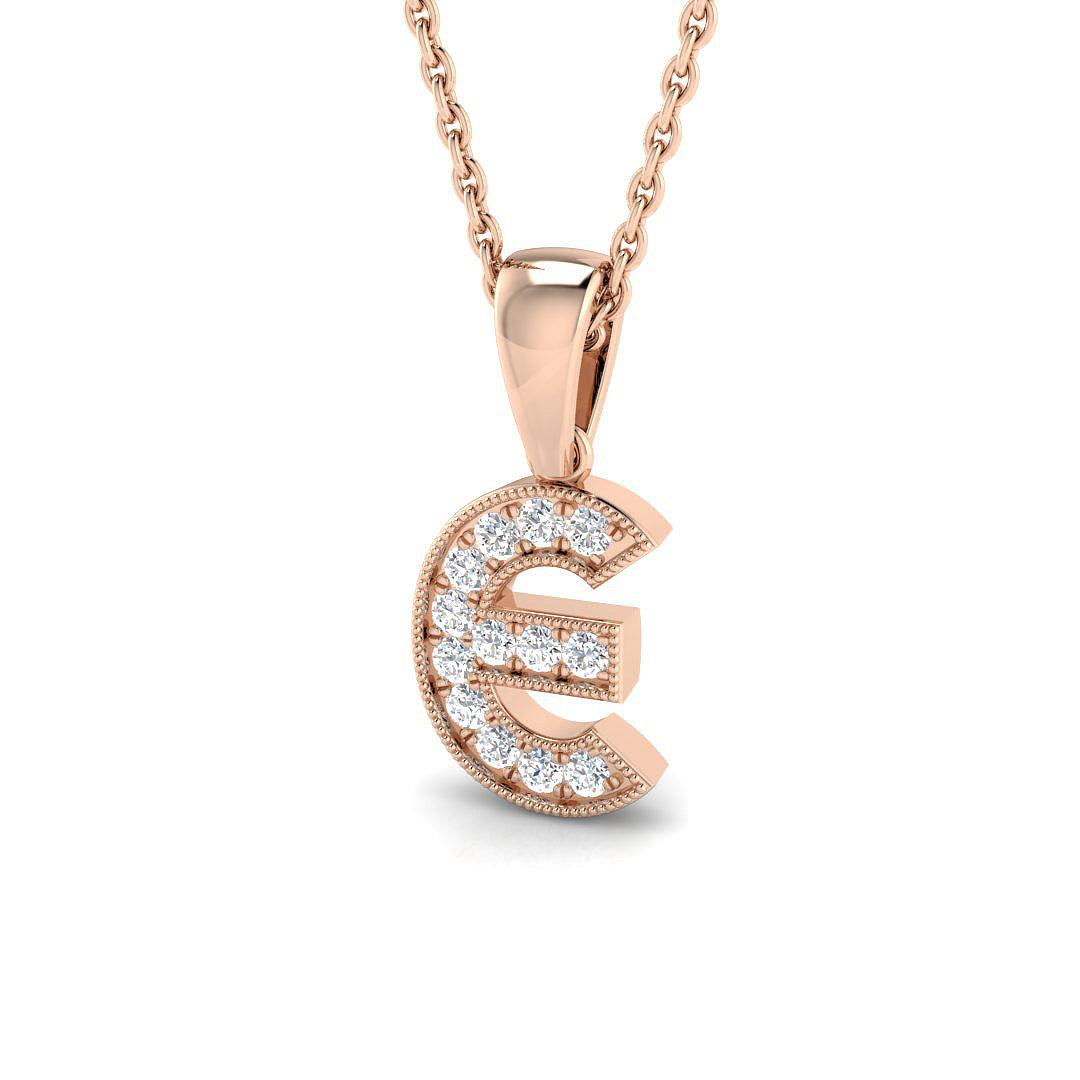 Tina Diamond Initial Pendant 0.1ct Gold  A to Z(Without Chain )