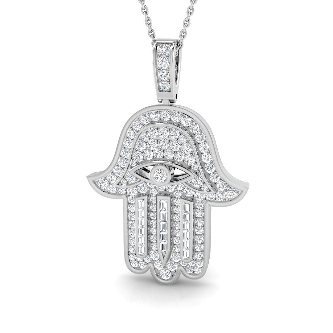 Weld Baguette and Brilliant Diamond Pendant 1ct Gold (Without Chain )