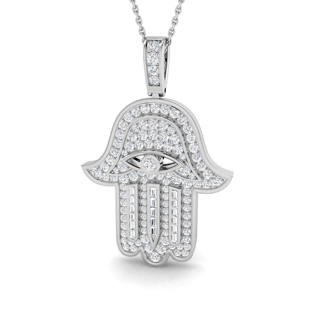 Weld Baguette and Brilliant Diamond Pendant 1ct Gold (Without Chain )