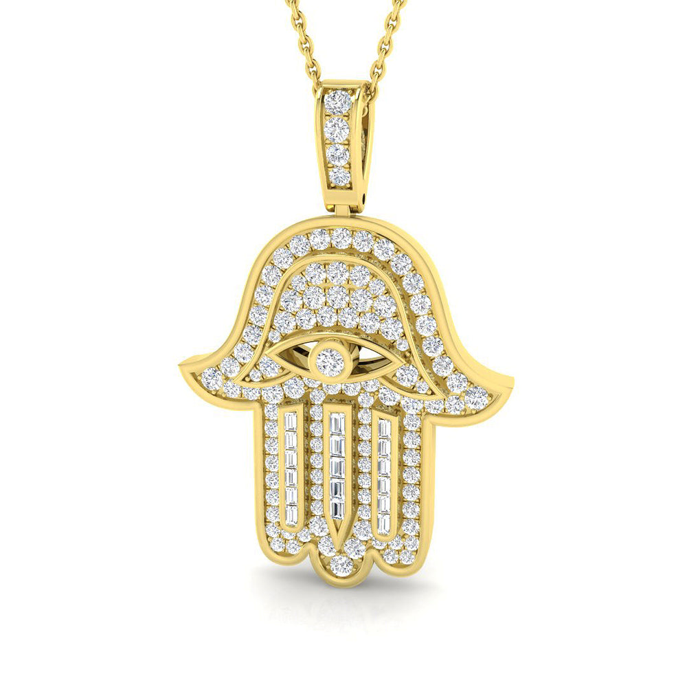 Weld Baguette and Brilliant Diamond Pendant 1ct Gold (Without Chain )