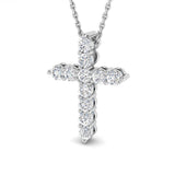 9ct White Gold 0.5ct Lab Grown Diamond Cross Pendant