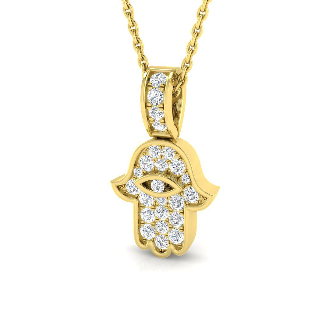 0.30 Ct D-E/VS Lab Grown Diamond Designer Pendant 9k Yellow Gold Ready To Ship