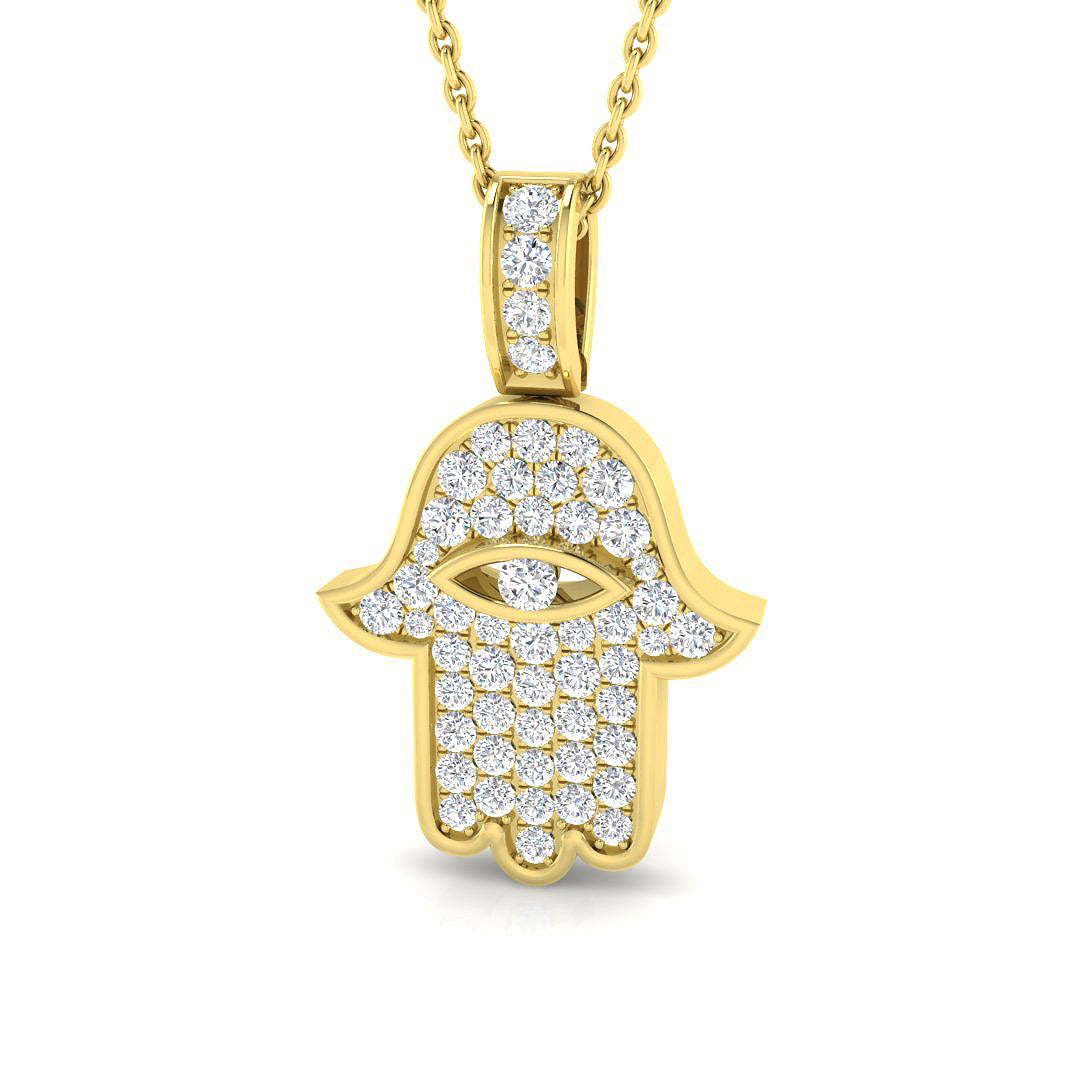 0.6 Carat D-E/VS Lab Grown Round Diamond Designer Pendant 18k Yellow Gold Ready To Ship