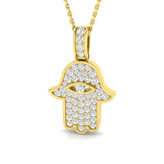 0.6 Carat D-E/VS Lab Grown Round Diamond Designer Pendant 18k Yellow Gold Ready To Ship