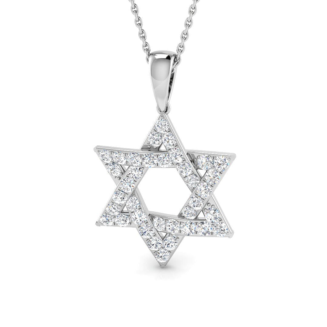 0.7 Carat D-E/VS Lab Grown Round Diamond Designer Pendant 9k White Gold Ready To Ship