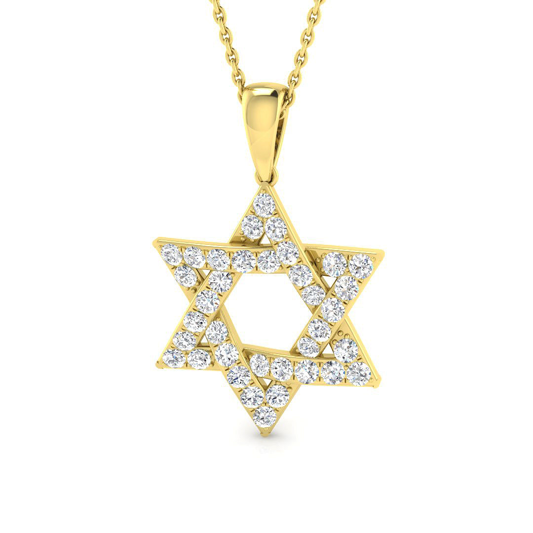 0.7 Carat D-E/VS Lab Grown Round Diamond Designer Pendant 9k Yellow Gold Ready To Ship