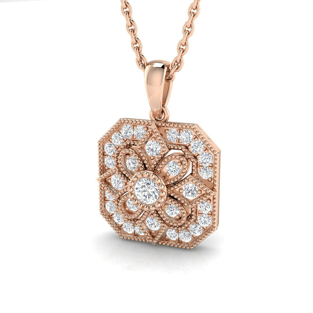 Larix Vintage Pendant 0.25ct Diamond Gold (Without Chain )