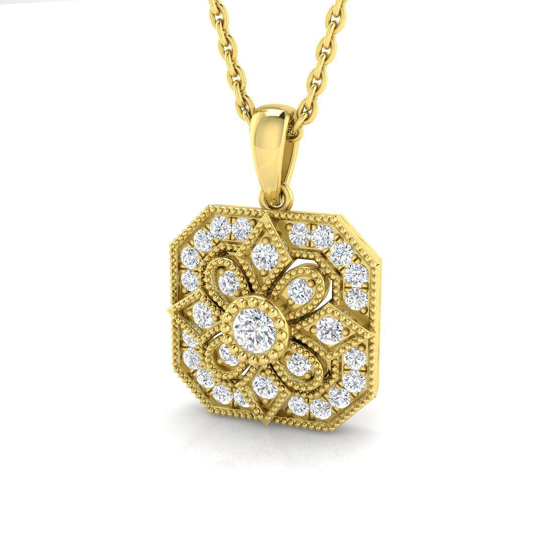 Larix Vintage Pendant 0.25ct Diamond Gold (Without Chain )