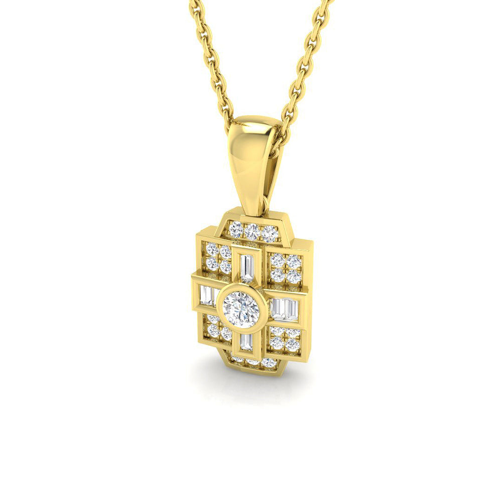 Enid Vintage Pendant 0.2ct Diamond  Gold (Without Chain )