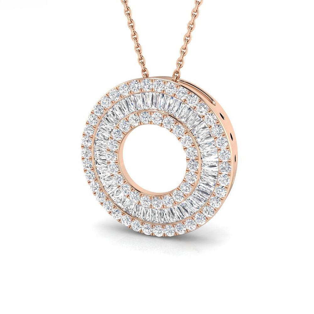 Clover Baguette & Brilliant Diamond Pendant 1.25-3ct Gold (Without Chain )