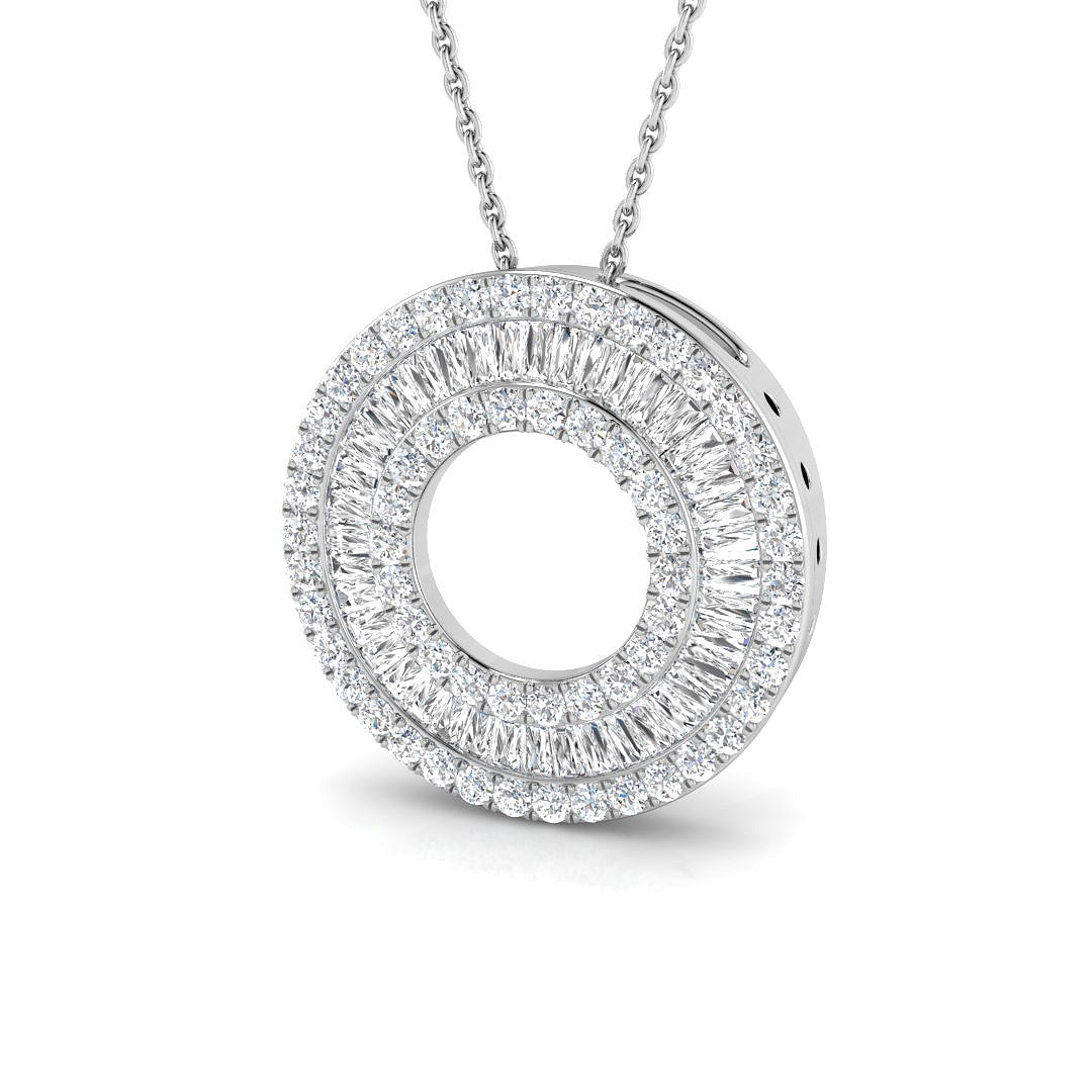 Clover Baguette & Brilliant Diamond Pendant 1.25-3ct Gold (Without Chain )
