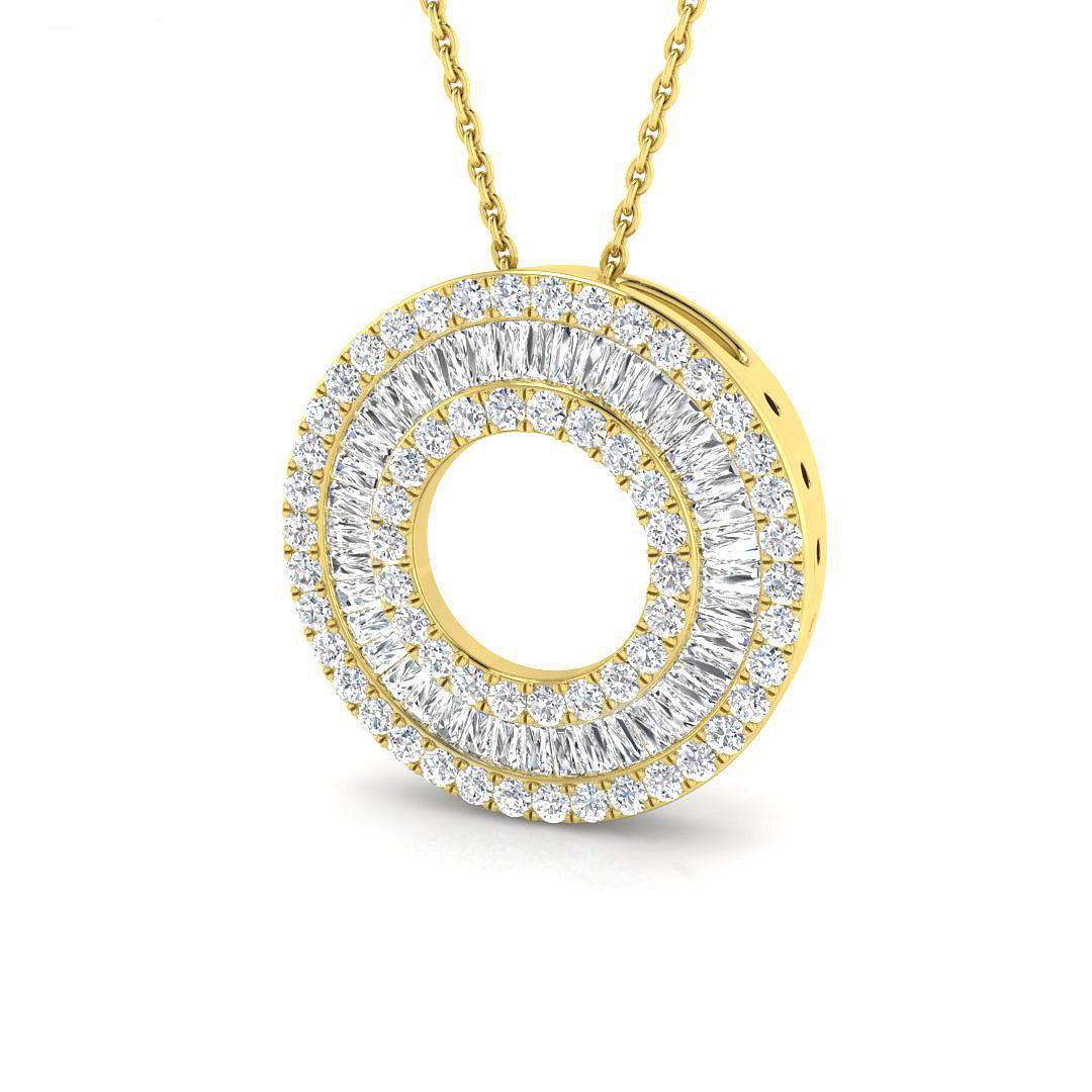 Clover Baguette & Brilliant Diamond Pendant 1.25-3ct Gold (Without Chain )