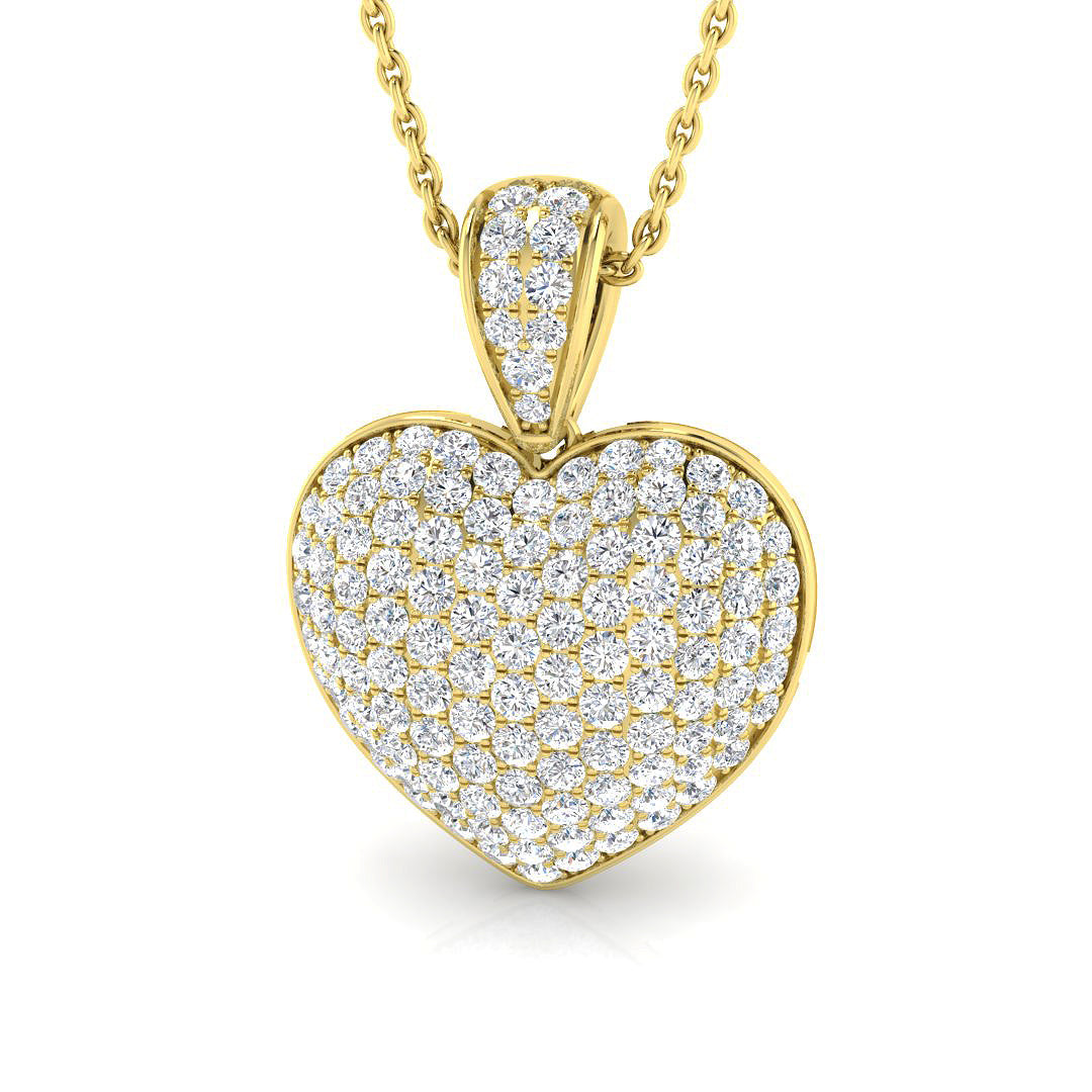 Tulip Heart Diamond Pendant 1ct to 3ct Gold (Without Chain )