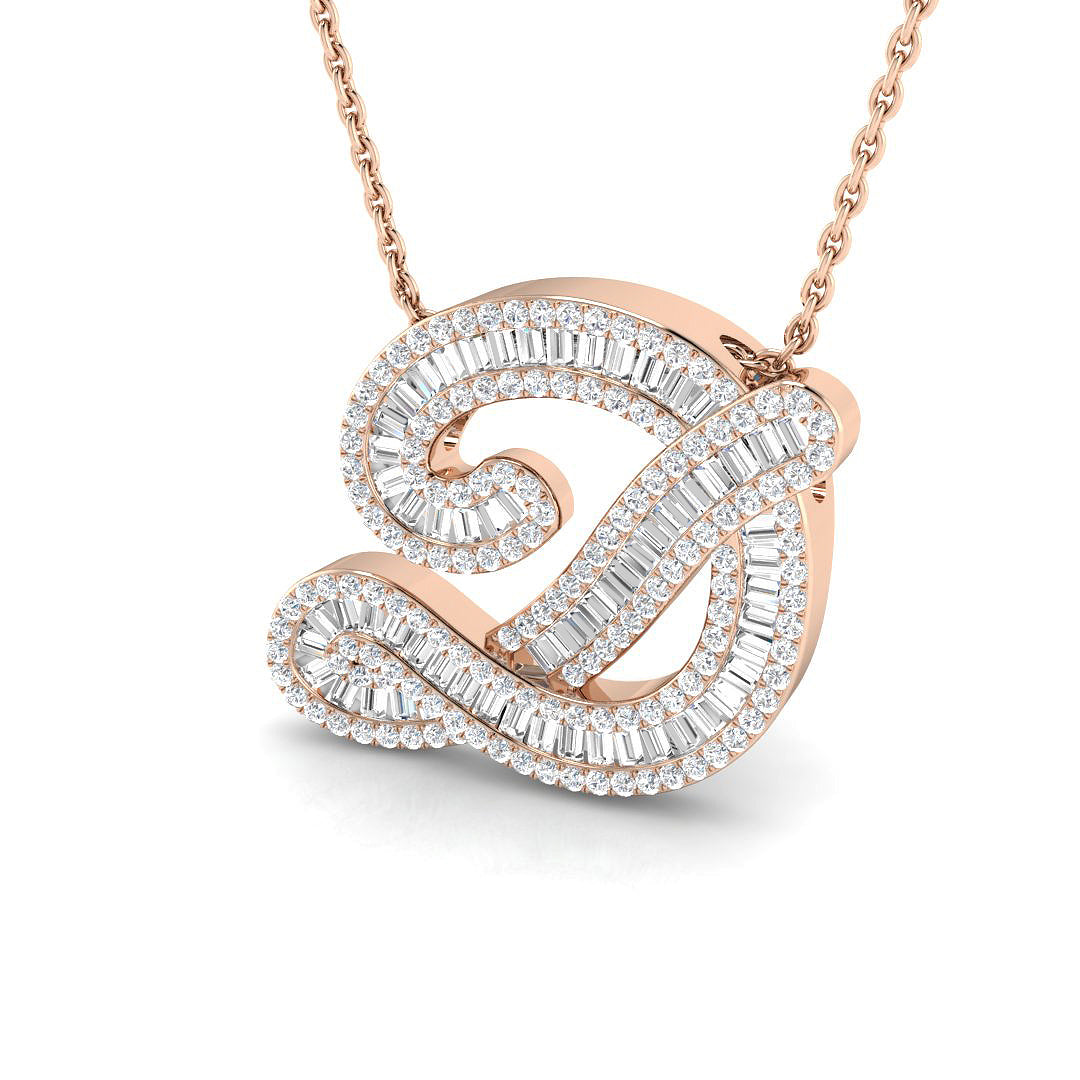 Tilda Diamond Initial Pendant 0.75ct to 1ct Gold  A to Z(Without Chain )