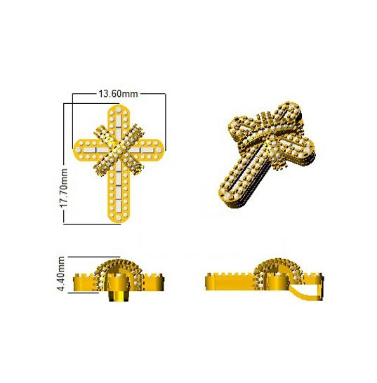 Baguette & Round 0.5Ct Diamond Cross Pendant with Chain