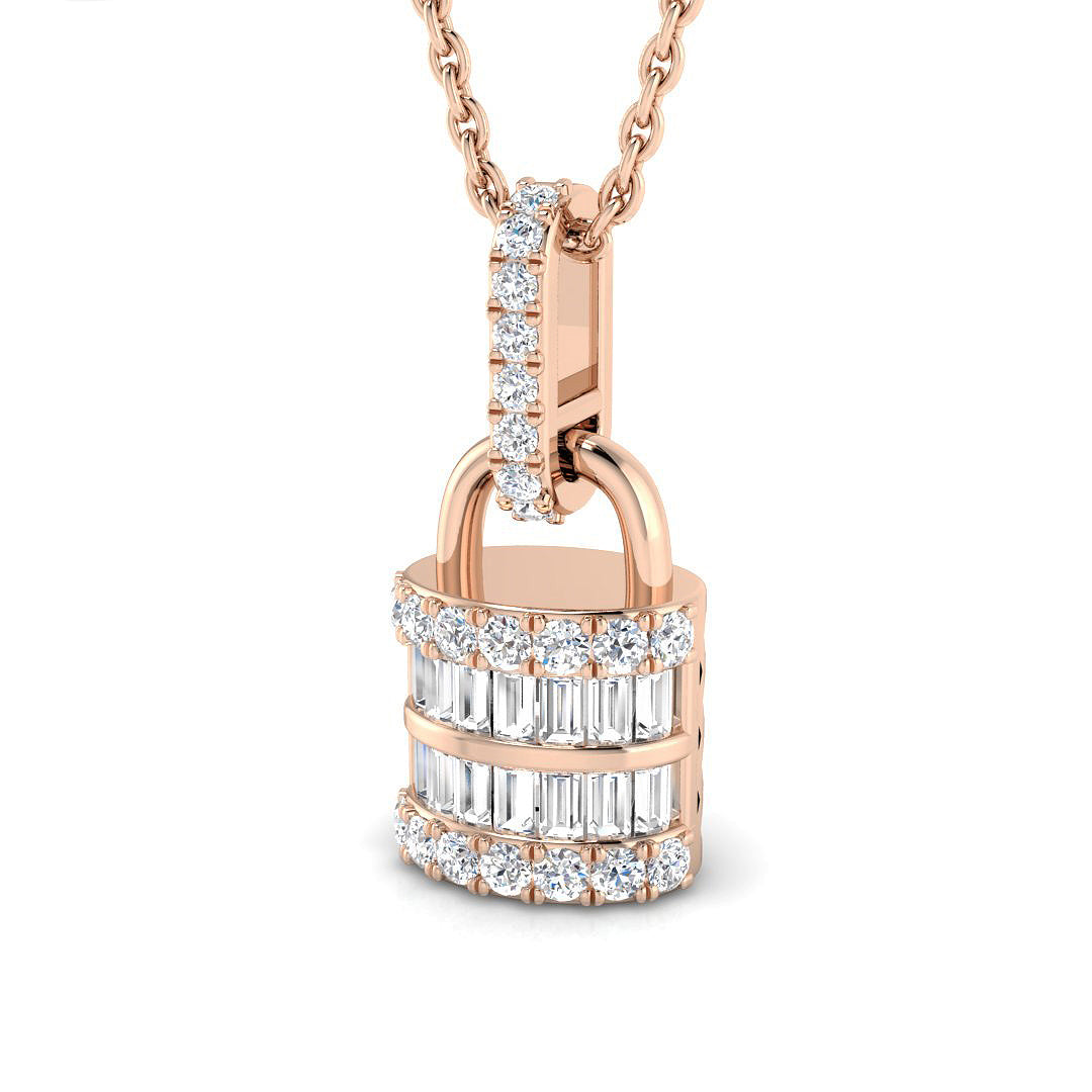 Dora Baguette and Brilliant Pendant 0.3ct to 0.75ct Gold (Without Chain )