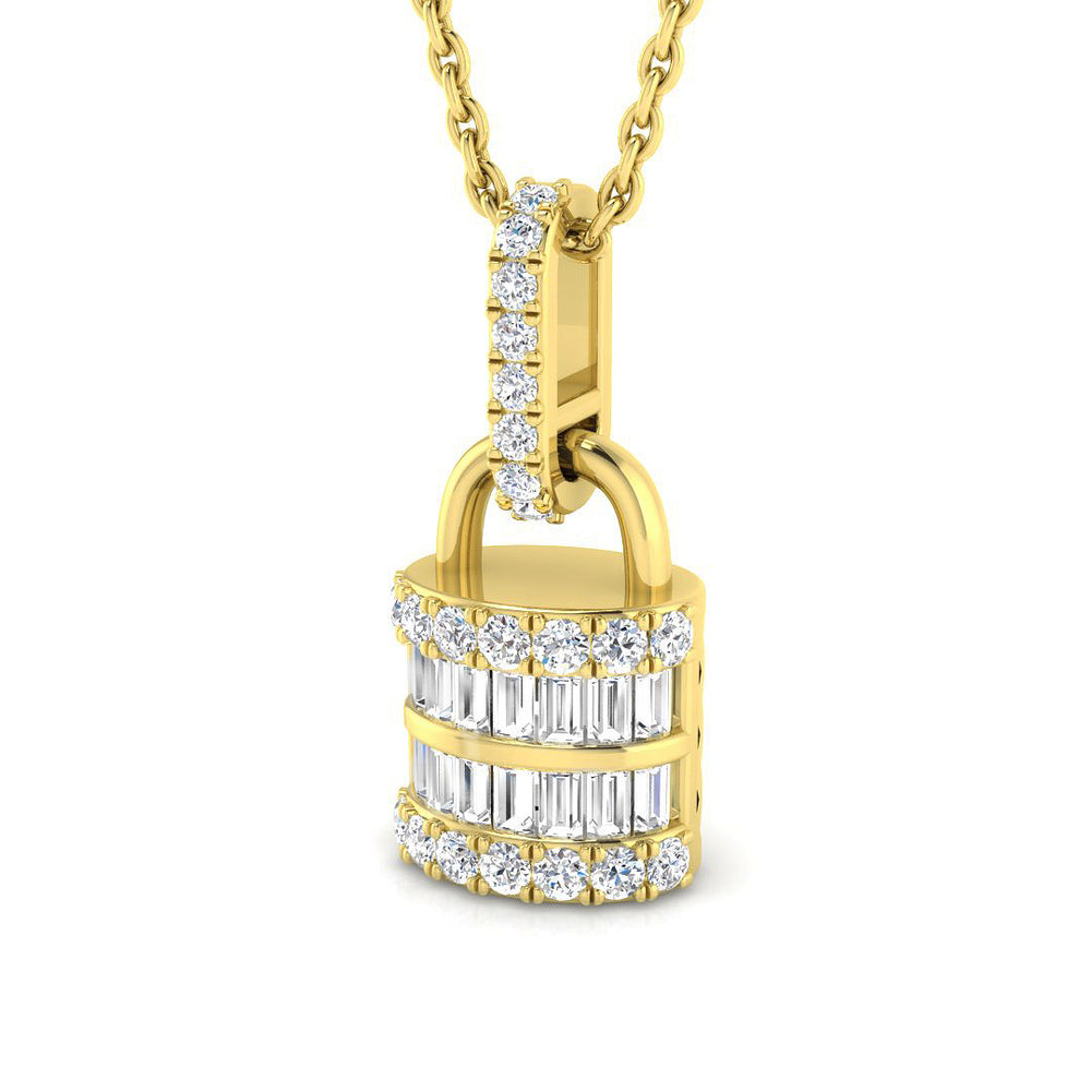 Dora Baguette and Brilliant Pendant 0.3ct to 0.75ct Gold (Without Chain )