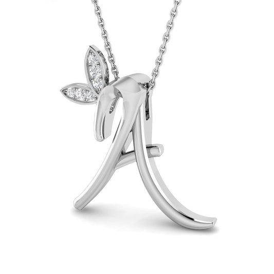 Exquisite Gold Diamond Butterfly Initial "A" Pendant