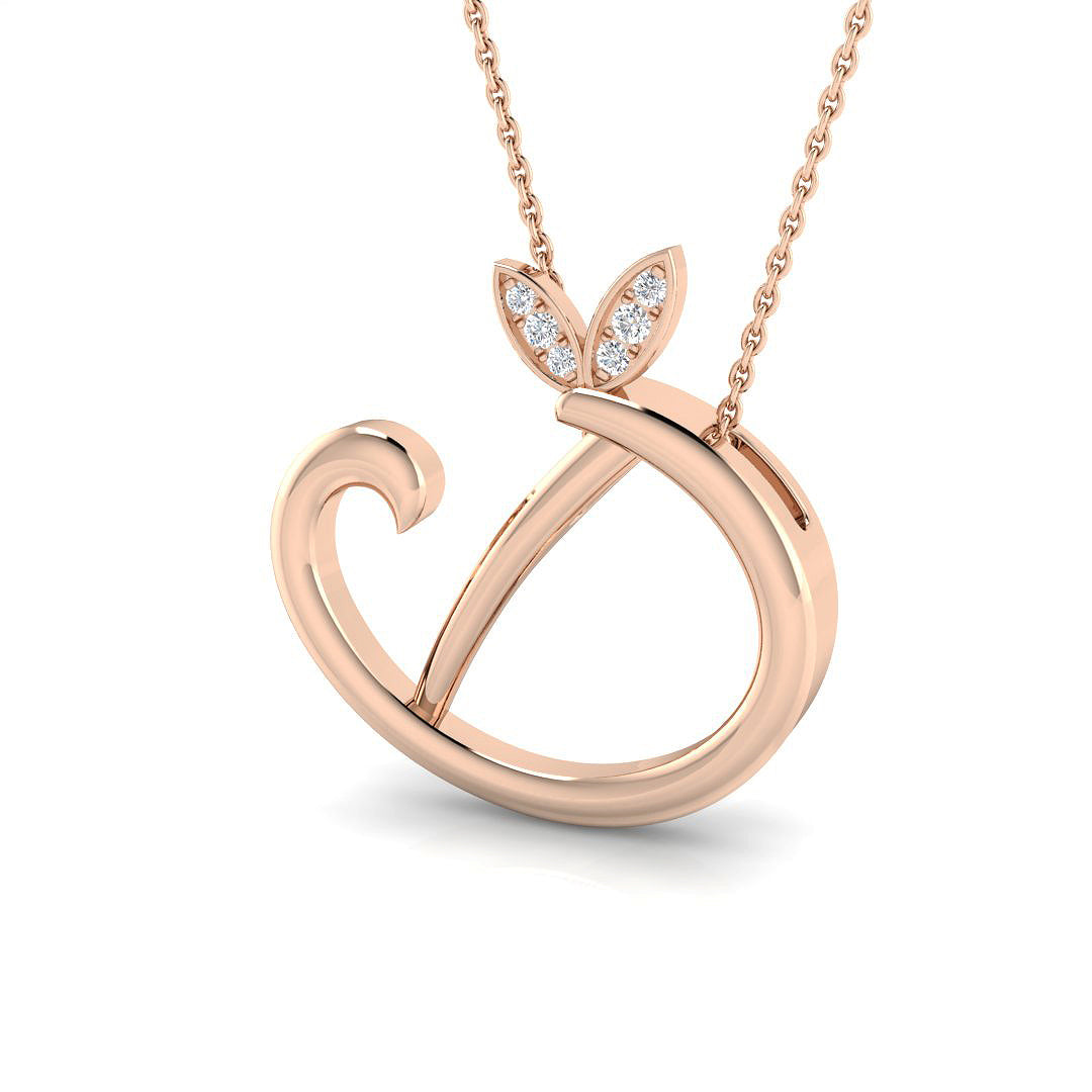 Gold Diamond Butterfly Initial "D" Pendant