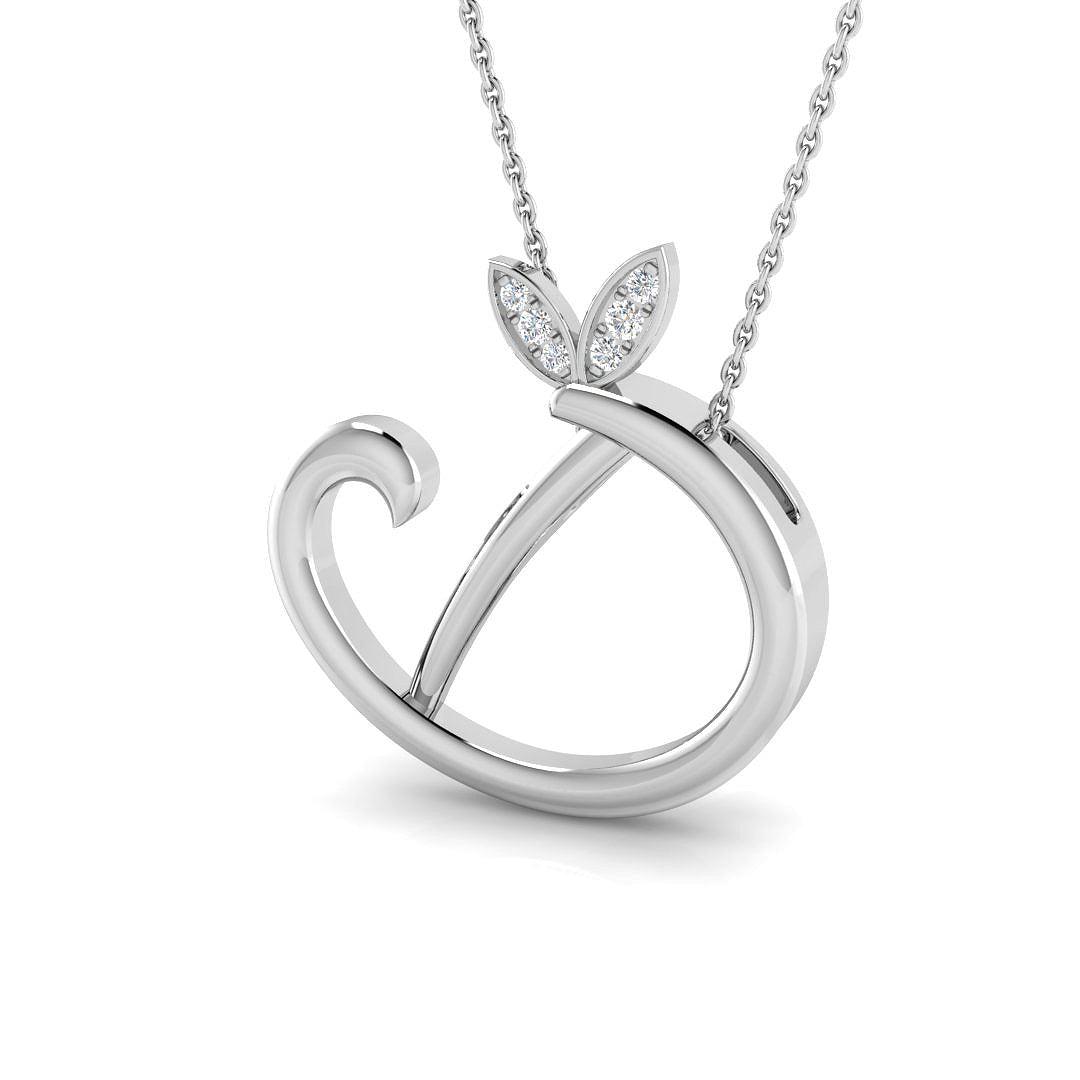 Gold Diamond Butterfly Initial "D" Pendant