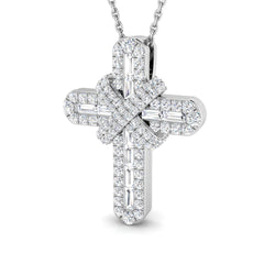 9ct White Gold 0.6ct Natural Diamond Cross Pendant