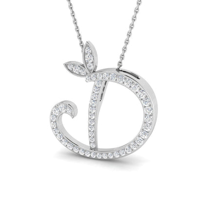 Exquisite Gold Diamond Butterfly Initial "D" Pendant Necklace