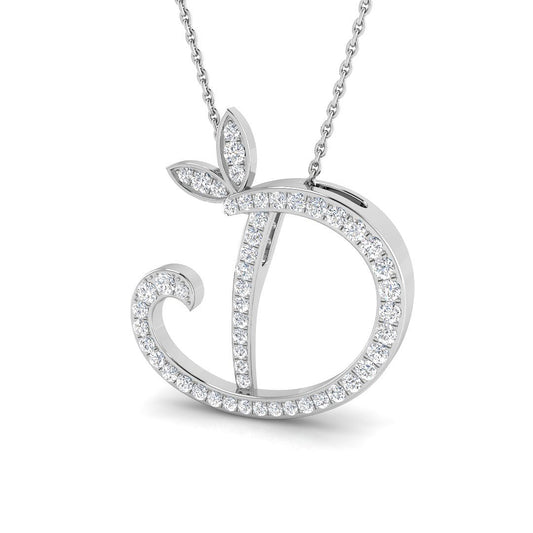 Exquisite Gold Diamond Butterfly Initial "D" Pendant Necklace