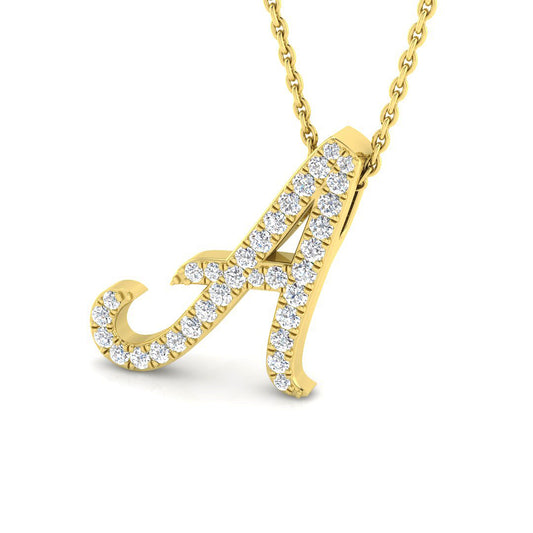 Sinead Initials Pendant 0.25ct to 1.25ct Gold  A to Z(Without Chain )
