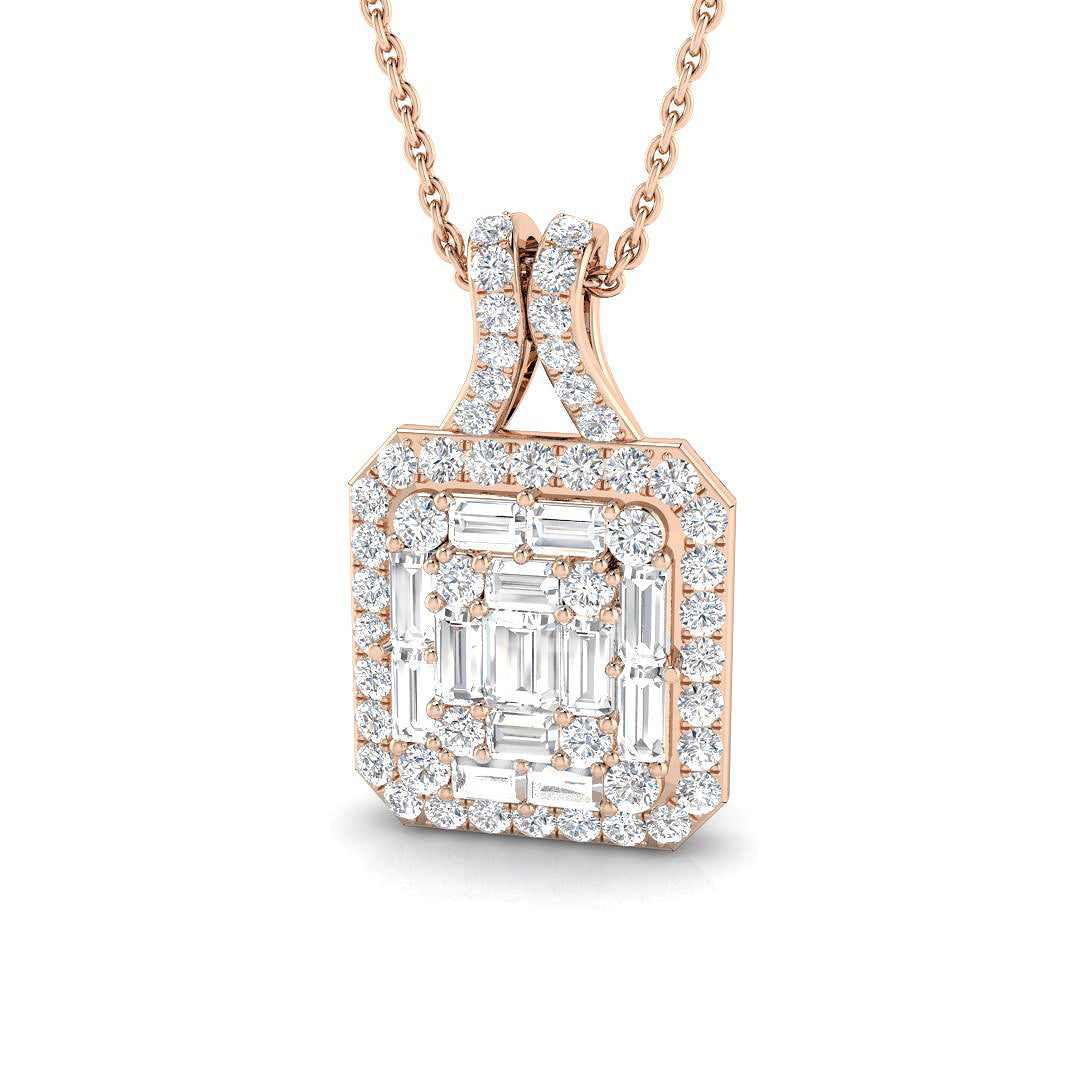 Geum Baguette Brilliant Diamond Pendant 1ct-1.75ct Gold (Without Chain )
