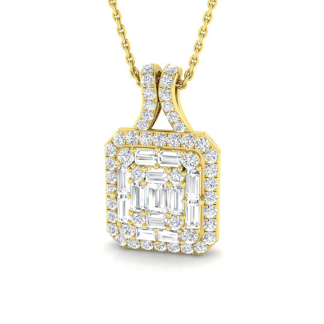 Geum Baguette Brilliant Diamond Pendant 1ct-1.75ct Gold (Without Chain )
