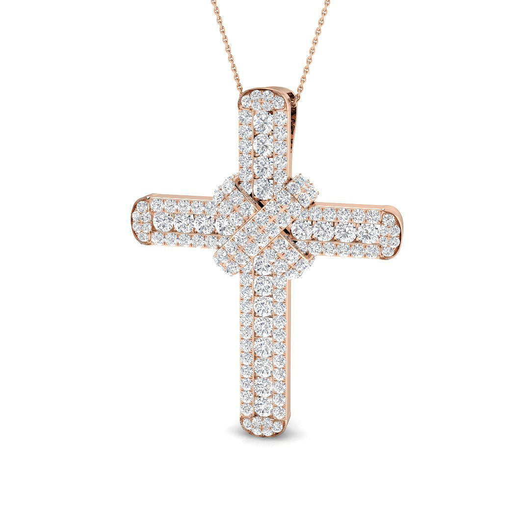 Eminence 7.5Ct Diamond Cross Pendant In 9K, 18K (White, Yellow, Rose Gold) With Complimentary Silver