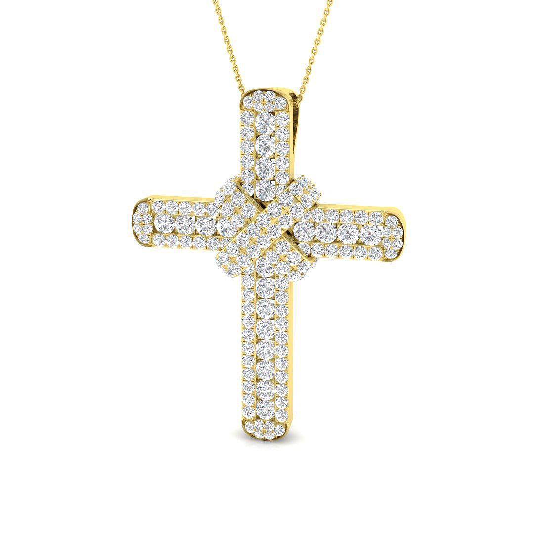 Eminence 7.5Ct Diamond Cross Pendant In 9K, 18K (White, Yellow, Rose Gold) With Complimentary Silver
