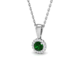 Emerald Diamond Halo Necklace UK | Gold Pendant Without Chain