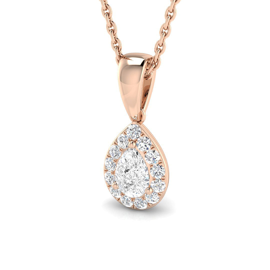 Cress Halo Diamond Pendant 0.33ct to 0.75ct Gold (Without Chain )