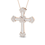 Suprema 4Ct Diamond Cross Pendant In 9K, 18K (White, Yellow, Rose Gold) With Complimentary Silver