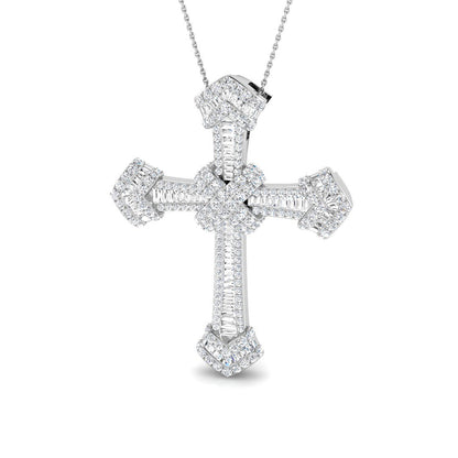 2.00ct – 9.00ct Diamond Multi-Cut Design Iced-Out Cross Pendant in Platinum