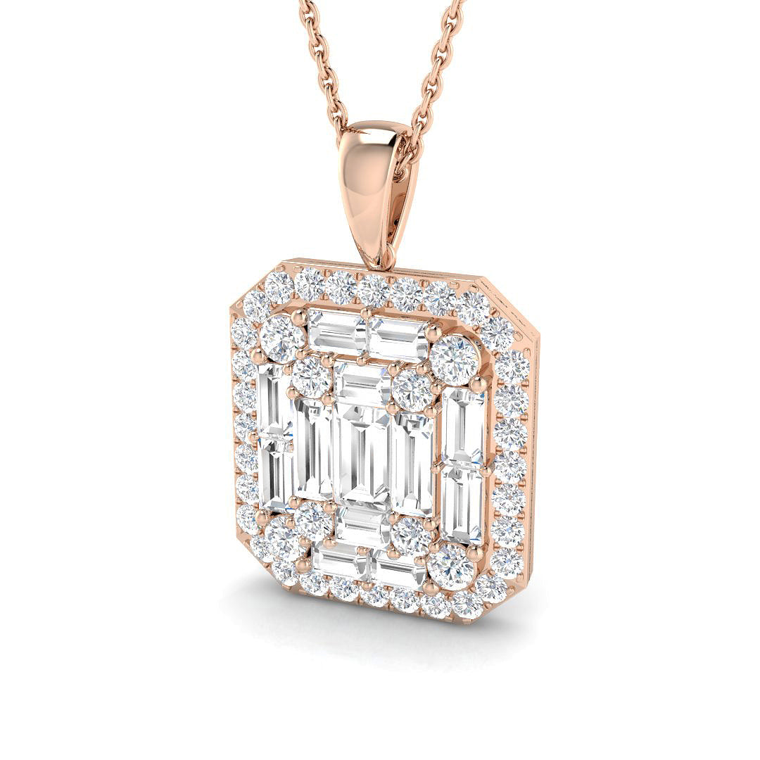Linum Baguette Brilliant Pendant 1.75ct Gold (Without Chain )