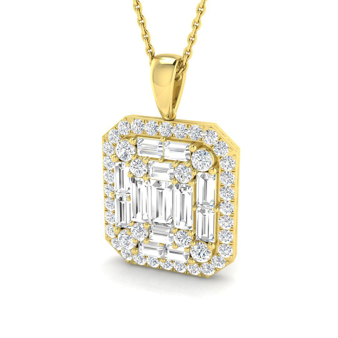 Linum Baguette Brilliant Pendant 1.75ct Gold (Without Chain )