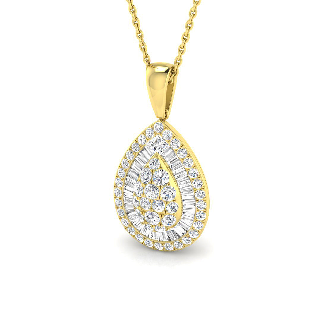 Arnica Baguette Brilliant Pendant 1ct to 3ct Gold (Without Chain )