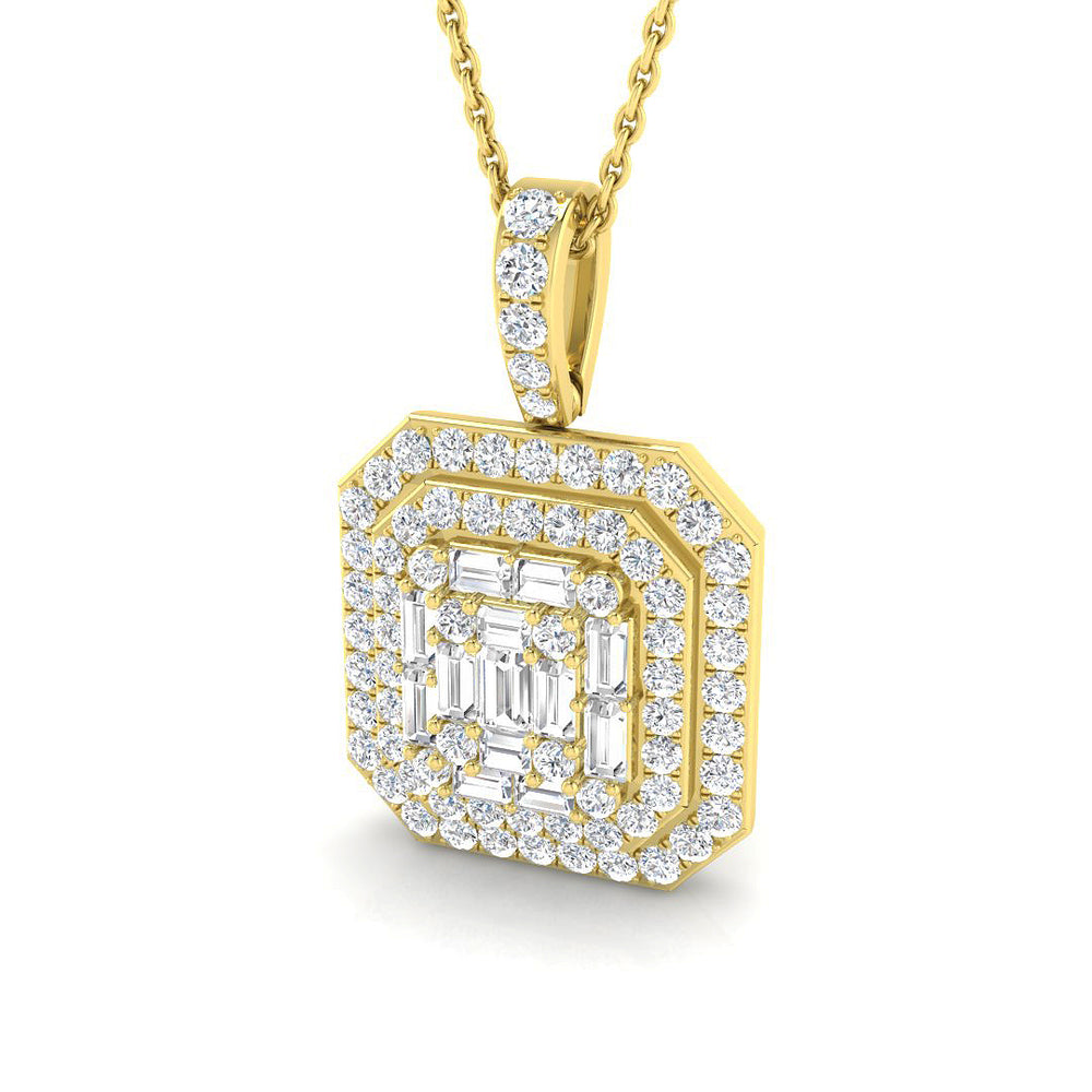 Sorrel Baguette Brilliant Pendant 1ct to 3ct Gold (Without Chain )