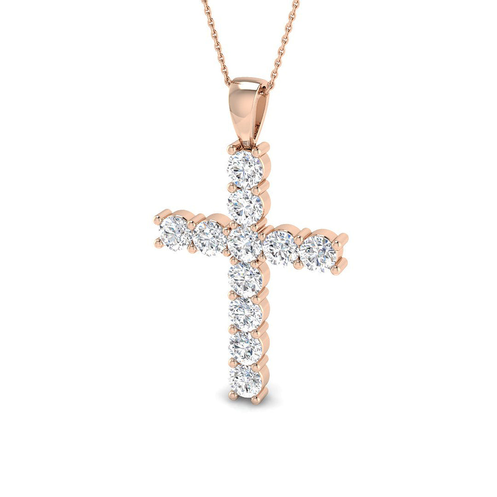Imperialis 5.5Ct Diamond Cross Pendant In 9K, 18K (White, Yellow, Rose Gold) With Complimentary Silver