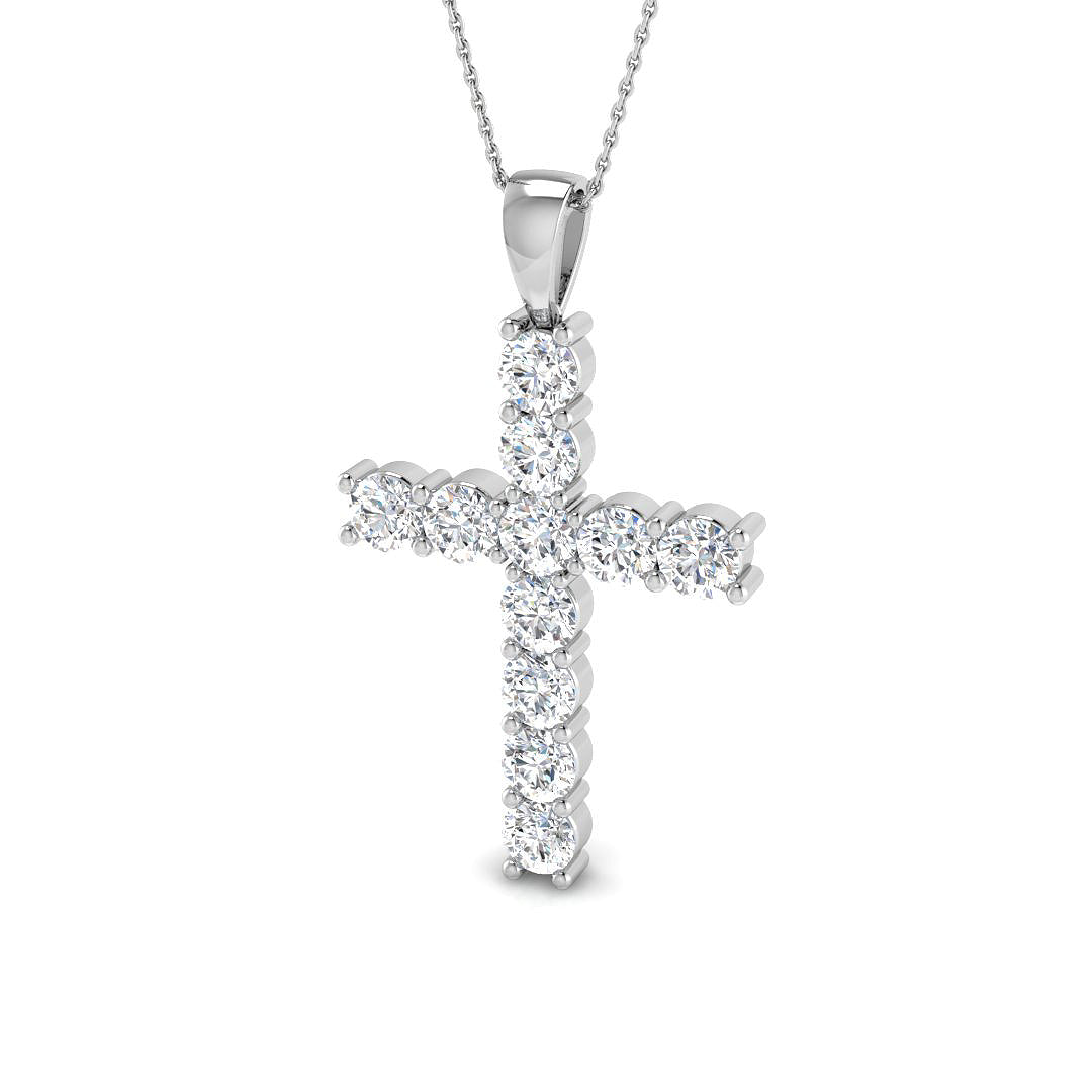 Imperialis 5.5Ct Diamond Cross Pendant In 9K, 18K (White, Yellow, Rose Gold) With Complimentary Silver