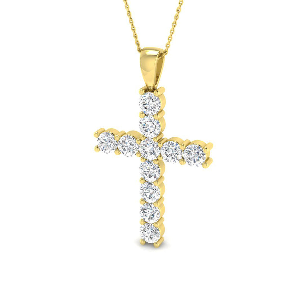 Imperialis 5.5Ct Diamond Cross Pendant In 9K, 18K (White, Yellow, Rose Gold) With Complimentary Silver