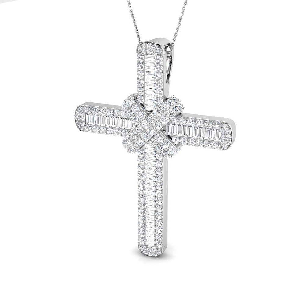 Divinia 8Ct Diamond Cross Pendant In 9K, 18K (White, Yellow, Rose Gold) With Complimentary Silver