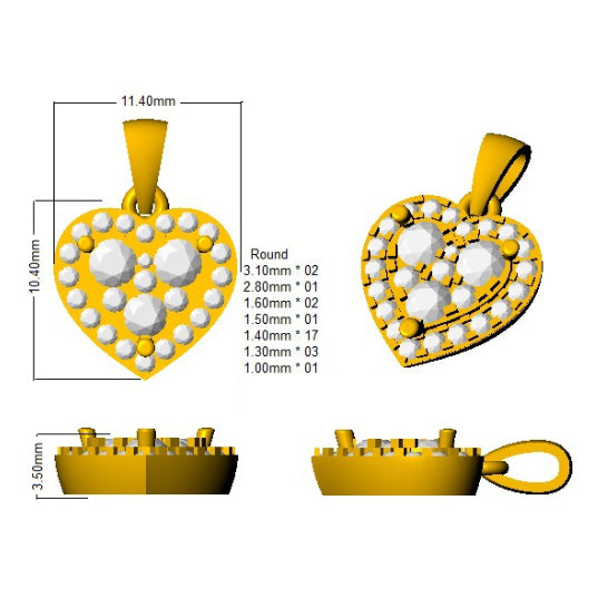 Heart-Shaped Diamond Pendant in Gold | Double Heart Diamond Pendant