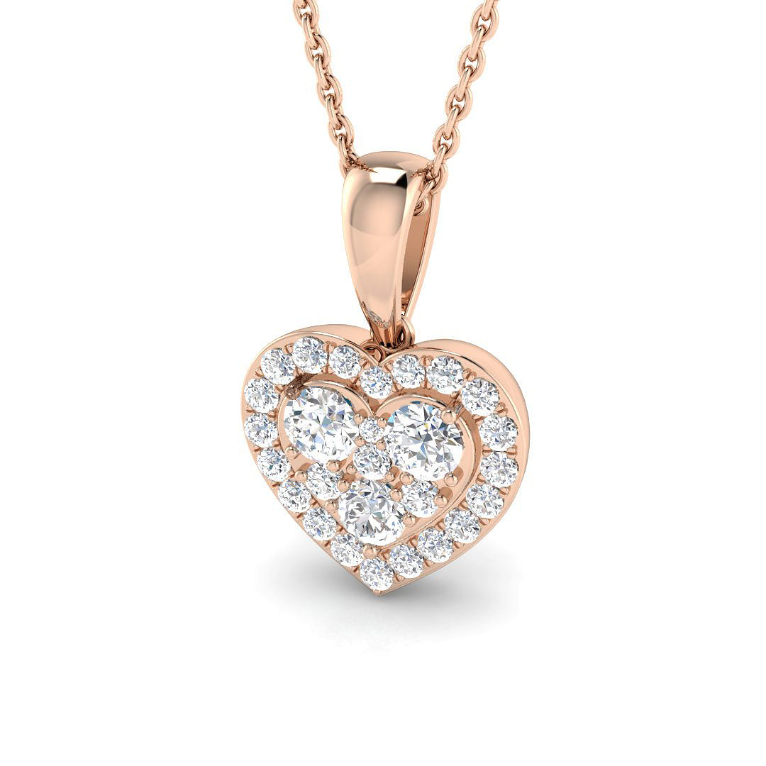 Violet Heart Pendant 0.5ct Diamond  Gold (Without Chain )