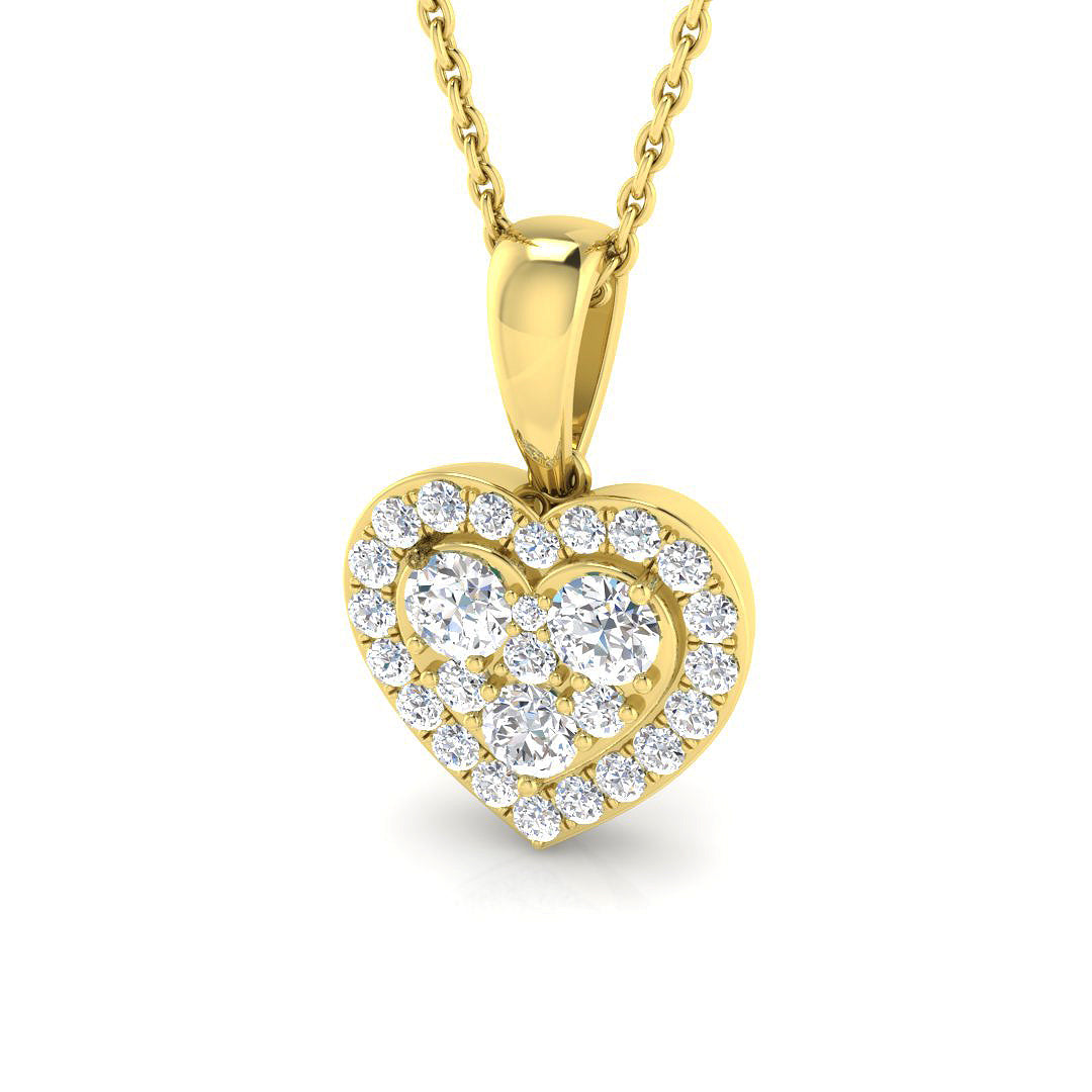 Violet Heart Pendant 0.5ct Diamond  Gold (Without Chain )