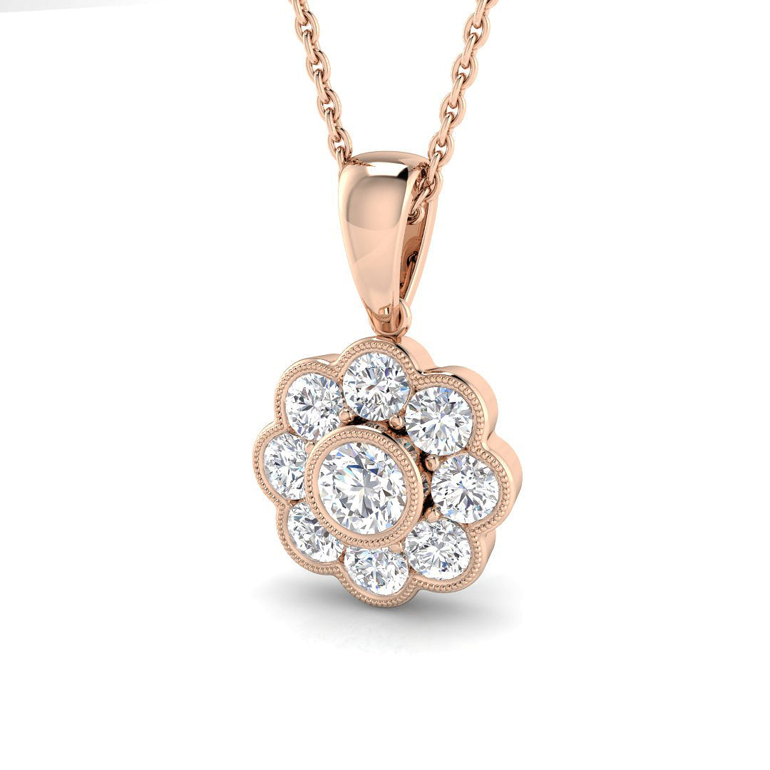 Barky Vintage Diamond Pendant 0.75ct to 1ct Gold (Without Chain )