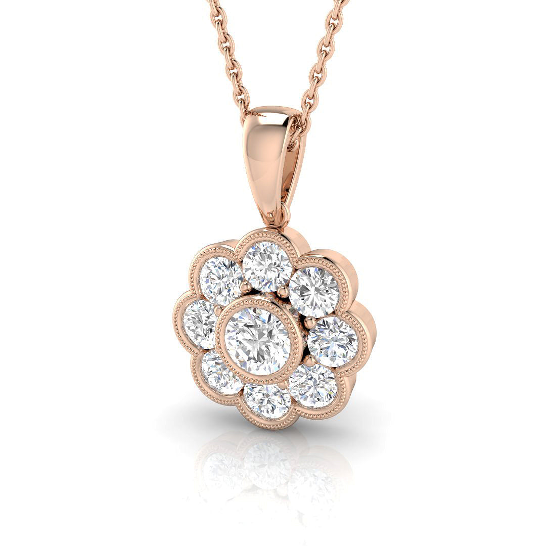 Barky Vintage Diamond Pendant 0.75ct to 1ct Gold (Without Chain )