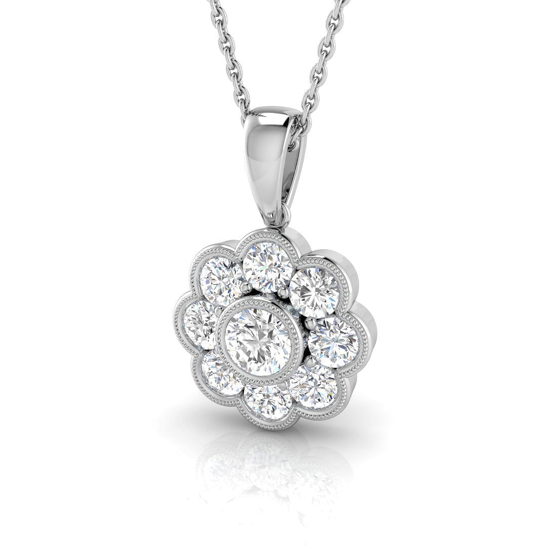 Barky Vintage Diamond Pendant 0.75ct to 1ct Gold (Without Chain )